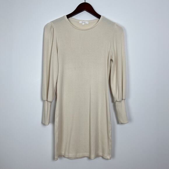 Boyish Off White Lauper Ribbed Long Sleeve Mini Sweater Dress Size Small - Picture 2 of 8